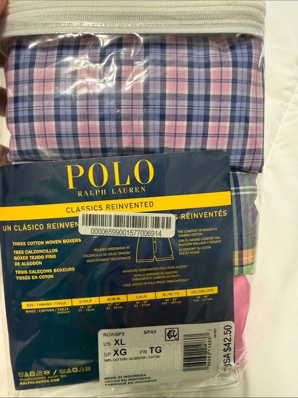 Polo by Ralph Lauren White, Pink & Plaid Men’s Woven Boxer Shorts - 3 Pack